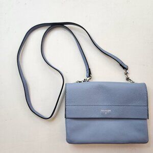 Tahari Farrah Crossbody Bag Purse Blue Pebbled Silver Chain Chic Soft Leather
